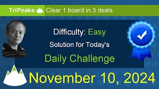 Microsoft Solitaire Collection TriPeaks  Easy  November 10 2024 [upl. by Ative]