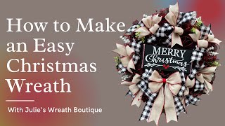 Christmas Wreath DIY  Merry Christmas Wreath  How to Make a Wreath  Curl Wreath Method [upl. by Melamed462]