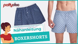 HerrenBoxershorts selber nähen aus Webware mit Anleitung für DamenSchlafshorts mit FakeSchlitz [upl. by Mikihisa]