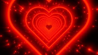 Neon tunnel of red hearts on a starry black background Video Loop [upl. by Arehc65]