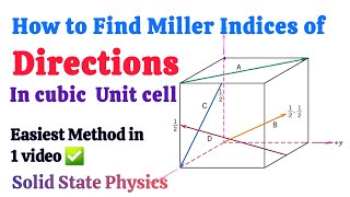 How to find Miller indices of directions in cubic unit cell Easiest method  Miller indices [upl. by Neale433]