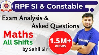 RPF SI amp Constable 2018 All Shifts Maths  Exam Analysis amp Asked Questions [upl. by Cosenza]