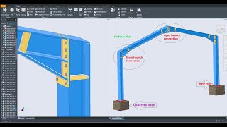 Autodesk inventor 2024 Beam Connection With Apex Haunch Stiffener And Base Plate [upl. by Marie938]