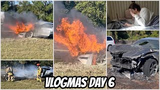 VLOGMAS DAY 6 Kevins car caught on FIRE [upl. by Erreip]