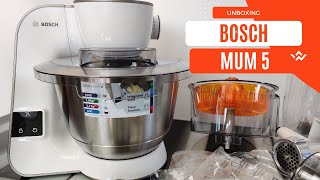 BOSCH MUM 5  Unboxing  ENGLISH  BOSCH CreationLine Serie 4 MUM5XW40G Stand Mixer – Champagne [upl. by Landing]