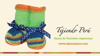 Zapatitos de colores para bebes tejidos en dos agujas o palitos [upl. by Lupita540]