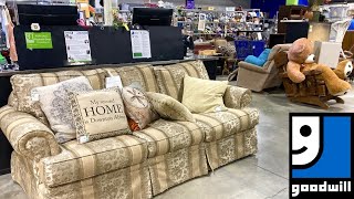 GOODWILL SHOP WITH ME FURNITURE SOFAS CHRISTMAS DECORATIONS KITCHENWARE SHOPPING STORE WALK THROUGH [upl. by Arni709]