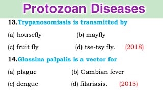 Parasitology MCQ Questions  Protozoan disease MCQ [upl. by Wahlstrom]