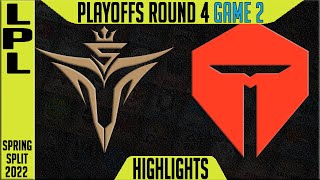 V5 vs TES Highlights Game 2  Round 4 LPL Playoffs Spring 2022  Victory 5 vs TOP Esports G2 [upl. by Larine473]