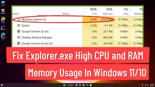 Fix Explorereexe High CPU and RAM Memory Usage Problem In Windows 1110 [upl. by Ynffit]