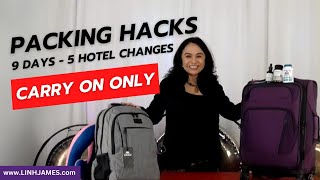 Ultimate Packing Hacks 9 Days 1 Personal 1 CarryOn  Travel Light amp Smart [upl. by Osrit]