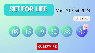 Set Forlife Draw Results on Mon 21 Oct 2024 The National Lottery UK [upl. by Reifel255]