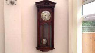 RARE UM MULLER EDWARDIAN WESTMINSTER CHIME LONGCASE WALL CLOCK [upl. by Blayze]