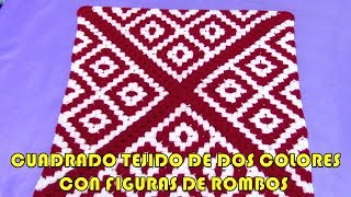 Cuadrado tejido a crochet de Rombos paso a paso para colchas y cojines [upl. by Lau]