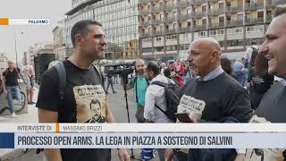 Palermo Processo Open Arms La Lega in piazza a sostegno di Salvini [upl. by Oicnaneb]