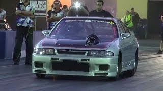 BIRRONG AUTOMOTIVE NISSAN SKYLINE TURBO TESTING AT SYDNEY DRAGWAY 1232014 [upl. by Bernete288]