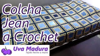 🛏️COLCHA CUBRECAMA a CROCHET con cuadros de Jean Tutorial paso a paso ¡Colcha de jean a crochet 🛌 [upl. by Lewls]