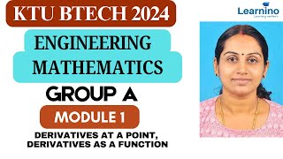 KTU BTECH 2024  GROUP A  MATHS  Part 2  Derivatives at a point Derivatives as a Function [upl. by Libys]