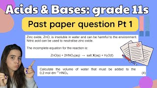 Acids and Bases Grade 11 Past paper exam question PART 1 [upl. by Clercq730]