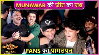 Munawar Faruquis Fans From Dongri Goes Crazy After He Wins The Bigg Boss 17 Trophy [upl. by Ennyleuqcaj]