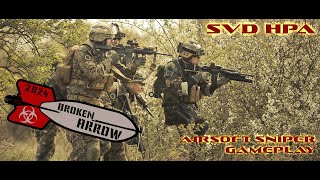 Airsoft OP Broken Arrow Cousins Airsoft LI  SVD HPA sniper gameplay [upl. by Axel417]