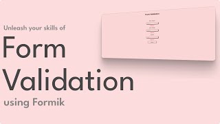 Form Validation using FORMIK in React [upl. by Awahsoj3]
