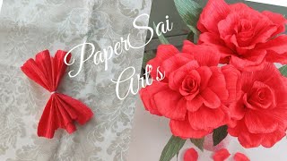 Crepe paper rose flowers for room decorFlores de papel crêpeHandmade DIY PaperSaiarts [upl. by Alphonse]