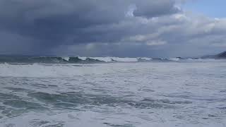 San Sebastián Donostia Royal beach Storm over ZARAUTZ beach surf travel sea big waves hotel [upl. by Haden]