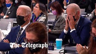 Joe Biden appears to fall asleep during COP26 speeches [upl. by Anekahs]