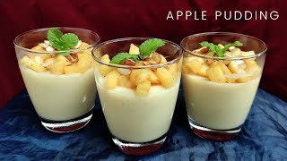 Apple Pudding🍎 Easy amp quick apple dessert  No egg No gelatin No agar agar  Few ingredients recipe [upl. by Frerichs]