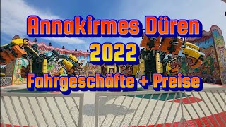 Annakirmes Düren 2022 Fahrgeschäfte  Preise [upl. by Llerrehs409]