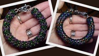 Twin bead Netted Spiral Beading Tutorial by HoneyBeads1 Photo tutorial with twin beads [upl. by Kcam72]