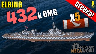 DAMAGE RECORD Elbing 5 Kills amp 432k Damage  World of Warships Gameplay [upl. by Elijah111]