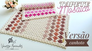 Tapete Mosaico em Crochê 💕 Versão Canhoto Por VanessaMarcondes crochet tapete [upl. by Annerb275]