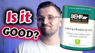 BEHR PREMIUM PLUS PAINT AND PRIMER IN ONE  HOME DEPOT PAINT REVIEW [upl. by Jase]