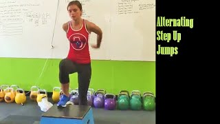 Ksenia Dedyukhina  Alternating Step Up Jumps assistance exercise for kettlebell sport [upl. by Eelimaj]