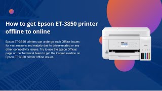 How to fix Epson ET 3850 printer offline problem  Change Epson printer offline to online [upl. by Gniw]