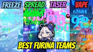 7 BEST  STRONGEST C0 FURINA TEAMS  Spiral Abyss Showcase  Guide  Genshin Impact [upl. by Aielam]