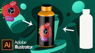 Create 3D Mockup and Add Label to it in Adobe Illustrator  Very easy 3D Mapart illustrator tutorial [upl. by Ricca447]