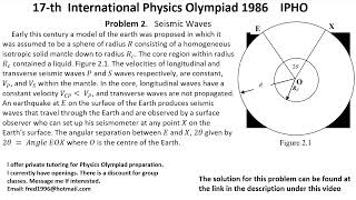 17th International Physics Olympiad 1986 IPHO Problem 2 Mechanics Seismic Waves [upl. by Eelyk]