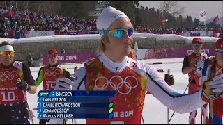 2014 OS Sotji Längdskidor Stafett 4x10 km Herrar [upl. by Elleinad]