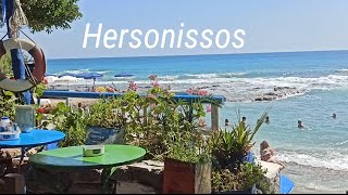 Hersonissos Crete Greece Beaches Day and Night Life Resorts Central street [upl. by Karlow]