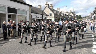 Scotland the Brave as Ellon RBL Pipe Band march in street parade to 2023 Pitlochry Highland Games [upl. by Hi342]