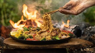 Fiery Szechuan Pork Noodles A Spicy Outdoor Cooking Adventure 🔥🍜 [upl. by Sara-Ann]