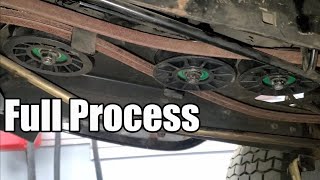 How To Replace Drive Belt and Idler Pulleys For Transaxle On Craftsman Riding Mower YS4500 [upl. by Niawd]