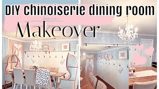 DIY CHINOISERIE DINING ROOM MAKEOVER  PEEL AND STICK WALLPAPER [upl. by Anidan]