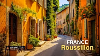 Roussillon France 🇫🇷 Beautiful French Village Tour 🌞 Most Charming Villages in France 💖 4k video [upl. by Kcirdaed]