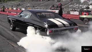 Ram Air IV GTO vs Chevelle SS 454 LS6  14 mile Drag Race Video and Massive Burnout  Road Test® [upl. by Karlee114]