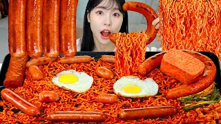 ASMR MUKBANG 직접 만든 불닭볶음면 소세지 먹방 amp 레시피 FRIED SAUSAGES AND FIRE NOODLES EATING [upl. by Otsirc]