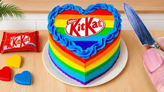 Satisfying Rainbow Chocolate Cake Creative Heart Decorating Tips [upl. by Inneg]